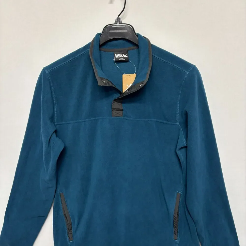 NWT Eddie Bauer Men Chutes Snap Mock Fleece Pullover Size Medium FA25 C132 -19